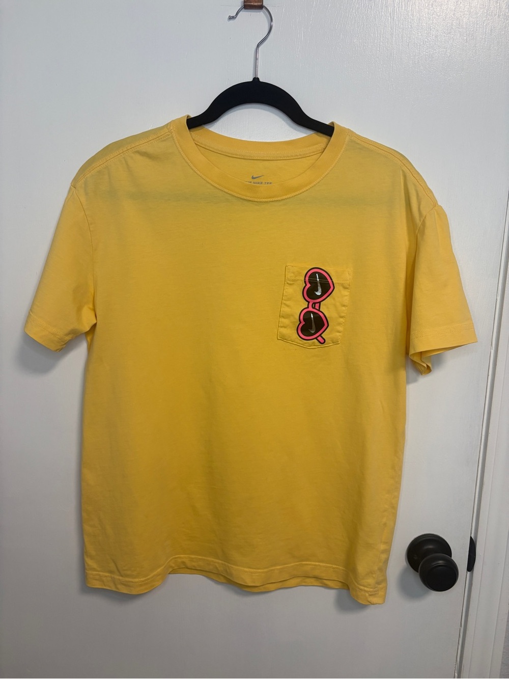 Nike Yellow Short-Sleeve Pocket Tee with Sunglasses Graphic